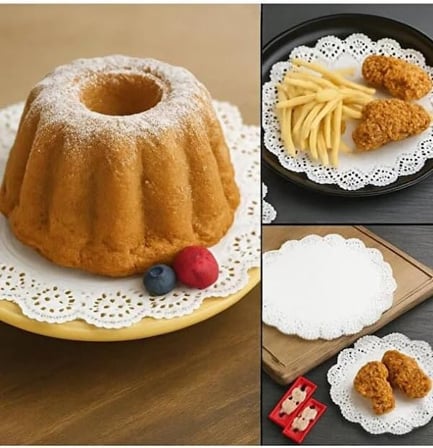 100 ADET 22 Cm Tatlı Tabak Altlığı Dantel Görünümlü Kağıt Tabak Altlığı