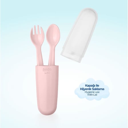 Saklama Kutulu Çatal Kaşık Seti - PEMBE