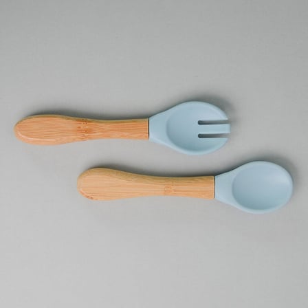 BASICS Mama Kaşığı + Çatal - Mineral Blue