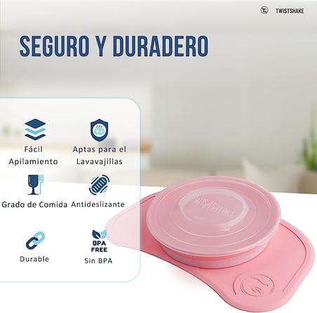 Vakumlu Bebek Çocuk Tabak ve Mama Altlığı Seti Pembe