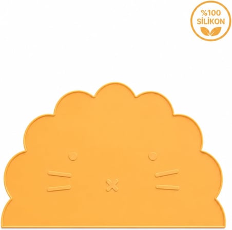 %100 Silikon Bebek Beslenme Matı Kolay Temizlenebilir Mama Altlığı Sarı