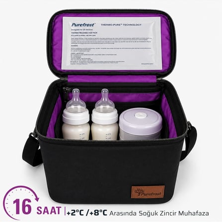 PF4 Baby Anne Sütü Soğutucu ve Saklama Çantası, Biberon ve Mama Taşıma, 4 L, 5 Adet Thermo-Pure® Jel Paket