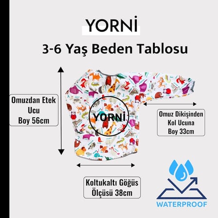 Sıvı Geçirmez Uzun Kollu Çocuk Mama Önlüğü, Etkinlik ve Aktivite Önlüğü (3-6 Yaş)