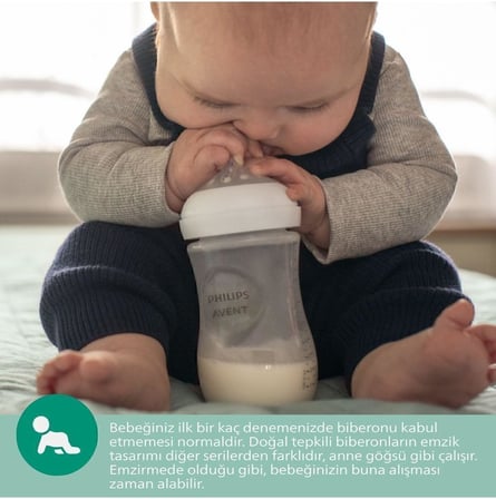Philips Natural Response Doğal Tepkili Cam Biberon 2'li Set, 120ml + 240ml, 0+ Ay ve 1+ Ay, BPA İçermez