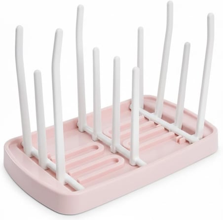 Katlanabilir ve Taşınabilir Bebek Biberon Kurutucu – Seyahat Tipi Biberon, Emzik ve Aksesuar Süzgeci – BPA İçermez Kompakt Tezgah Üstü Kurutma Rafı – 25 cm Pembe