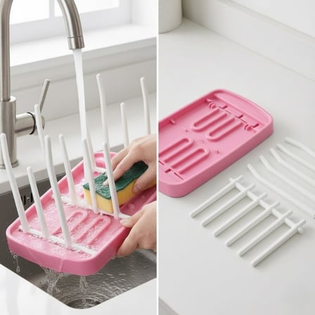 Katlanabilir ve Taşınabilir Bebek Biberon Kurutucu – Seyahat Tipi Biberon, Emzik ve Aksesuar Süzgeci – BPA İçermez Kompakt Tezgah Üstü Kurutma Rafı – 25 cm Pembe