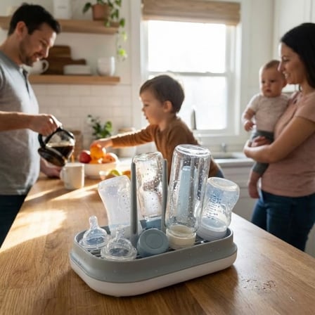 Katlanabilir ve Taşınabilir Bebek Biberon Kurutucu – Seyahat Tipi Biberon, Emzik ve Aksesuar Süzgeci – BPA İçermez Kompakt Tezgah Üstü Kurutma Rafı – 25 cm Mavi