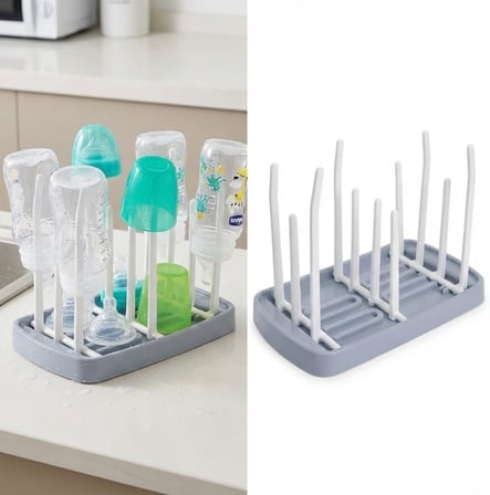 Katlanabilir ve Taşınabilir Bebek Biberon Kurutucu – Seyahat Tipi Biberon, Emzik ve Aksesuar Süzgeci – BPA İçermez Kompakt Tezgah Üstü Kurutma Rafı – 25 cm Mavi