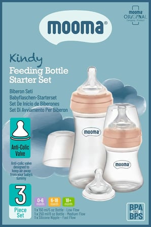 Kindy Antikolik 150 ml, 250 ml PP Biberon Başlangıç Seti, Rose Gold