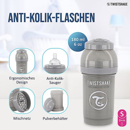 Anti-Kolik Bebek Biberonu Gri 0+ Ay 180 ml