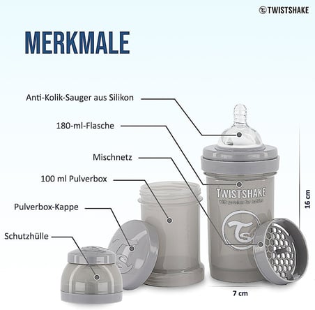 Anti-Kolik Bebek Biberonu Gri 0+ Ay 180 ml
