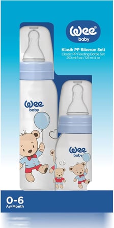 Klasik PP Biberon Seti 125 ml + 250 ml Mavi 0-6 Ay