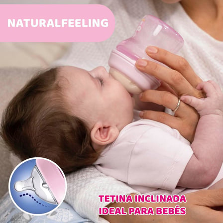 Natural Feeling PP Biberon 250 ML, 2AY +, PEMBE