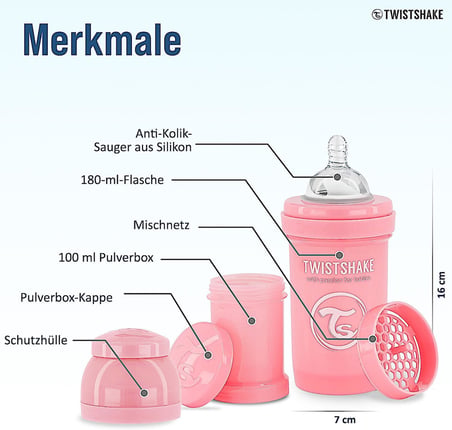 Anti-Kolik Bebek Biberonu Pembe 0+ Ay 180 ml