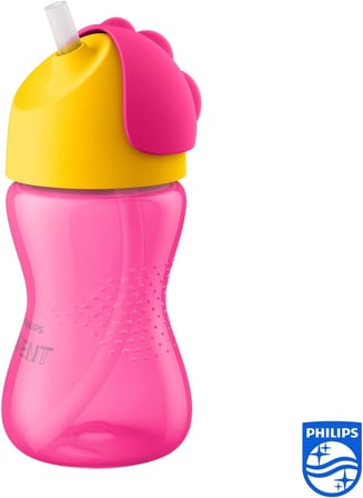 Avent Pipetli Bardak, 12 Ay+, 300 ml, Desenli, Damlatmaz, Kolay Tutuş, Bulaşık Makinesinde Yıkanabilir, BPA İçermez, Pembe, SCF798/02