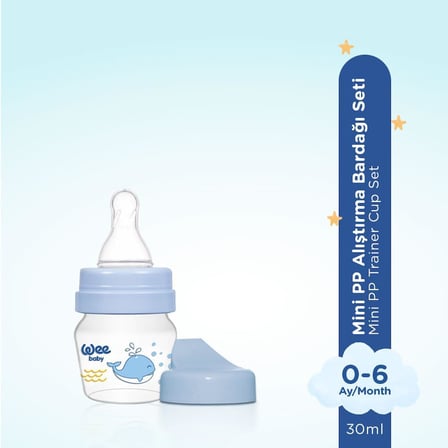 Mini PP Alıştırma Bardağı Seti 30 ml - MAVİ