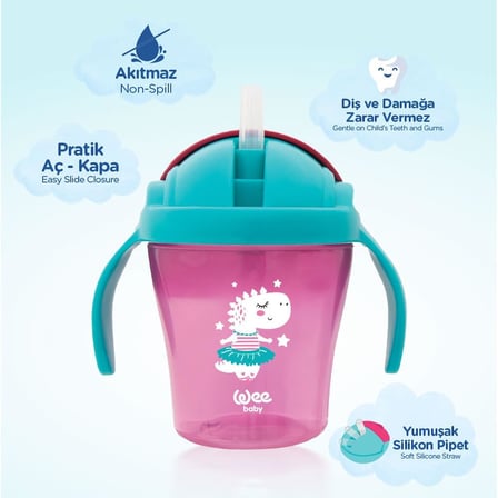 Pipetli Bardak 200 ml - PEMBE