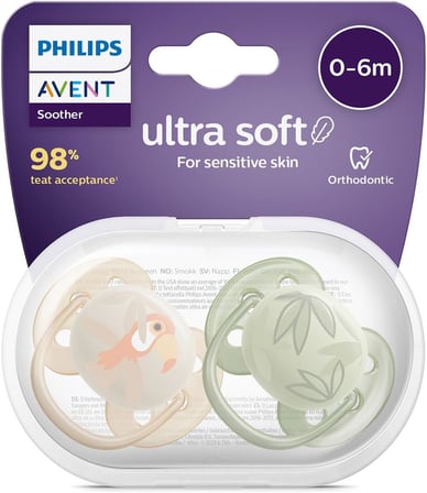 Philips Ultra Hava Emziği Ortodontik ve BPA, Ekstra Havalandırma Delikleri 0-6 Ay (Erkek Tasarımı) 2'li Paket