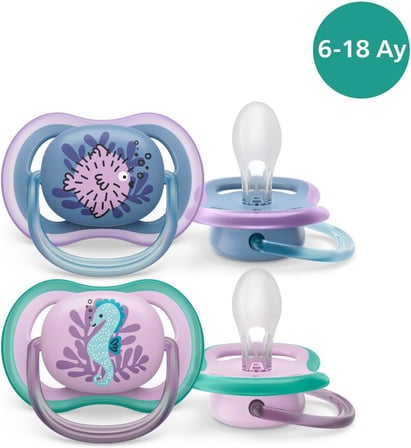 Philips Ultra Air Emzik, Kız Bebekler için 6-18 Ay, 2’li Paket, Ortodontik Silikon, Geniş Hava Delikli, Mikrodalga Sterilize Edilebilir, BPA İçermez, Taşıma Kutulu, SCF085/61