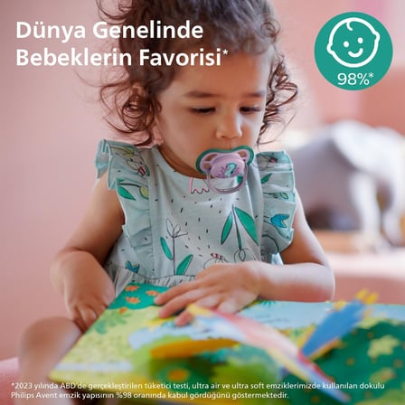 Philips Ultra Air Emzik, Kız Bebekler için 6-18 Ay, 2’li Paket, Ortodontik Silikon, Geniş Hava Delikli, Mikrodalga Sterilize Edilebilir, BPA İçermez, Taşıma Kutulu, SCF085/61