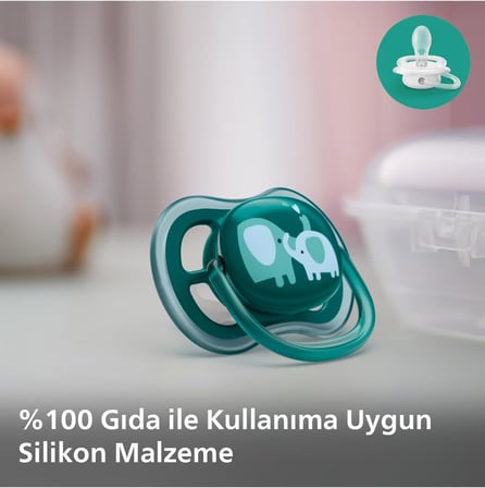 Philips Ultra Air Emzik, 18 Ay+, Erkek Bebekler için, 2’li Paket, Ortodontik Silikon, Geniş Hava Delikli, Mikrodalga Sterilize Edilebilir, BPA İçermez, SCF349/18