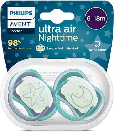 Philips Ultra Air Gece Emziği 6-18 Ay, 2'li Erkek, SCF376/13