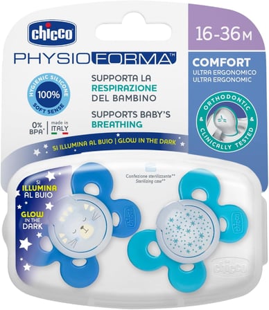 PhysioForma Comfort Silikon Emzik (16-36 Ay, 2'li), Mavi