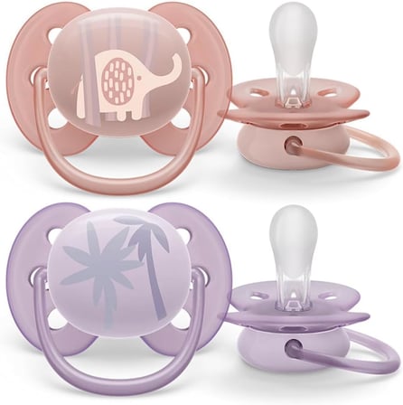 Philips Ultra Hava Emziği Ortodontik ve BPA, Ekstra Havalandırma Delikleri 0-6 Ay (Kız Tasarımı) 2'li Paket