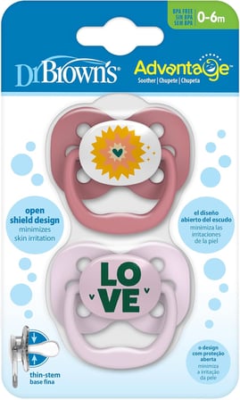Dr. Brown's Advantage Yalancı Emzik - 1. Evre, Pembe, İkili Paket