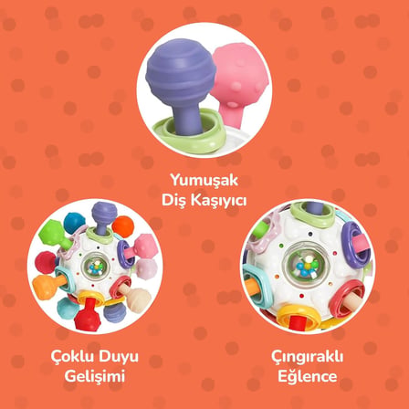Bebek Montessori Duyusal Diş Kaşıyıcı Top, Motor Beceri Gelişim Oyuncağı