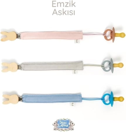 % 100 Pamuk Müslin Bebek Emzik Askısı – Gri DCLIP-1006