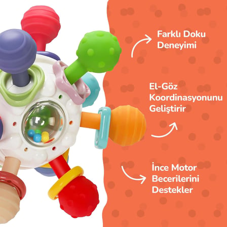 Bebek Montessori Duyusal Diş Kaşıyıcı Top, Motor Beceri Gelişim Oyuncağı