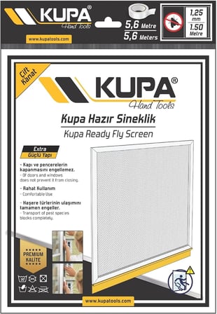 Kupa Tools Hazır Pencere Sinekliği Çift Kanat 1.25mm, 150 cm Cırtlı