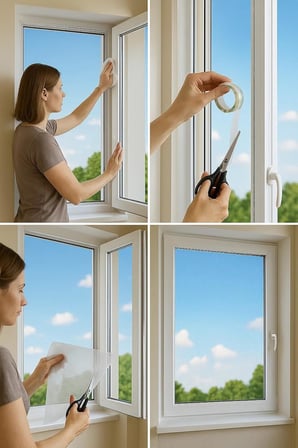Tek Kanat Pratik Sineklik, 0.75 m x 1.25 m Tül, Kapı & Pencere Uyumlu, 4 m Yapıştırma Bantlı (2 Adet)
