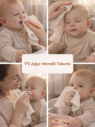 100X100 Cm 9’Lu Muslin Bebek Seti –%100 Pamuk 4 Kat Muslin Battaniye + Yastik Kilifi + 7’Li Bebek Agiz Ve Ter Mendili + Anne Omuz Mendili
