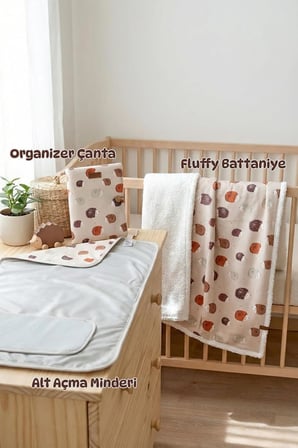 Yenidoğan 3 Prç Anne Bebek Hediyesi Hastane Çıkışı Battaniye Alt Açma Çantası Organizer Set Urcin