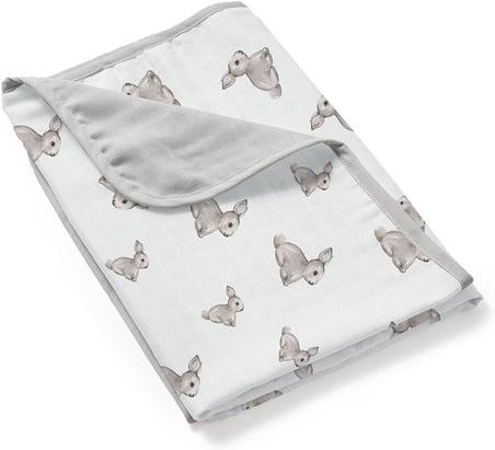 % 100 Pamuk Çift Kat Müslin Battaniye Iconique Lapin - Gri Tavşan 65x65 Cm ÇFTTHROW1001