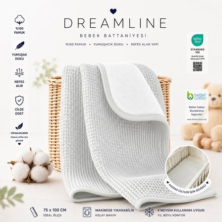 Bebek Battaniyesi 75x101 cm Beyaz dream01