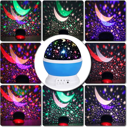Star Master Masa Lambası, Gökyüzü Projeksiyon Gece Lambası, Yıldızlı Gece Lambası, Dekoratif ve Şık Tasarım (Mavi)