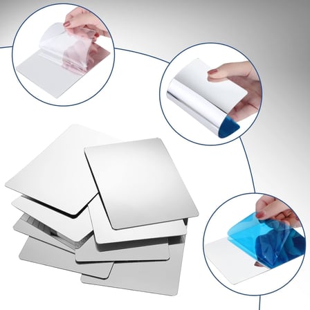 Kyrotech 2 Adet Kendinden Yapışkanlı Akrilik Pleksi Ayna, Esnek Dekoratif Sticker Duvar Aynası, Kırılmaz, Hafif, Kolay Montajlı Modern Süsleme, Ev, Ofis, Banyo ve Çocuk Odası İçin(Gümüş, 5x20 CM)