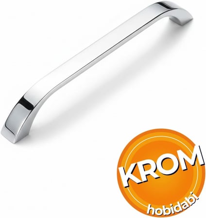 Göksu Krom Metal Mutfak Dolap Kulpları, Çekmece Kapak Kulbu, Mobilya Kulp (160 mm, Adet, 1)