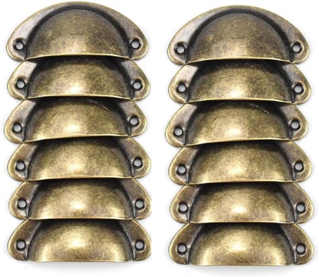 Xspring Vintage Dolap Kulpu, 12 Adet Dayanıklı ve Sağlam Dolaplar ve Çekmeceler için Bronz Vintaj Mobilya Kapı Çekmece Kolu, Raflar ve Gardırop için Vida ile Birlikte