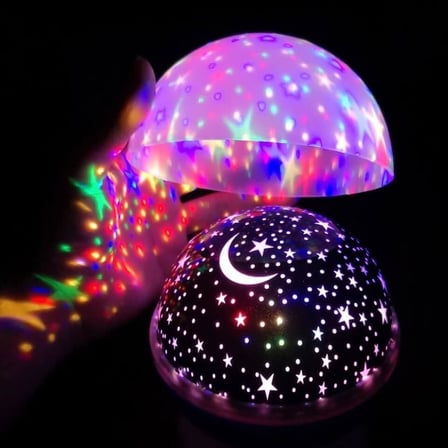 Star Master Dönen Renkli Ay Ve Yıldız Yansıtmalı Projeksiyon Lamba Gece Lambası Parti Lambası Hediyelik (Mavi)