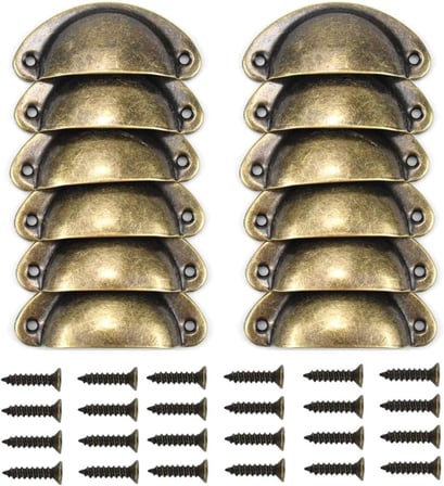 Xspring Vintage Dolap Kulpu, 12 Adet Dayanıklı ve Sağlam Dolaplar ve Çekmeceler için Bronz Vintaj Mobilya Kapı Çekmece Kolu, Raflar ve Gardırop için Vida ile Birlikte