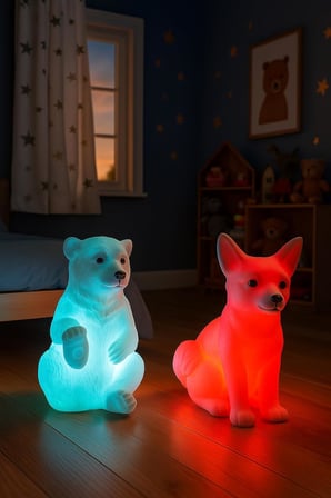 Kutup Ayısı ve Kar Tilkisi RCB renk değiştiren led gece lambası