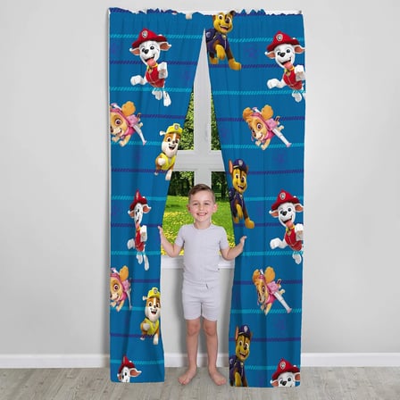 Çocuk Odası Pencere Perdesi Perde Seti, 208 cm x 213 cm, Paw Patrol
