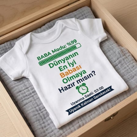 Babaya Hamilelik Müjdesi ve Duyurusu İçin Bebek Zıbın Body%100 Pamuk Hediye Zıbın