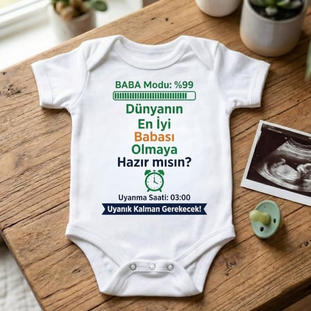 Babaya Hamilelik Müjdesi ve Duyurusu İçin Bebek Zıbın Body%100 Pamuk Hediye Zıbın
