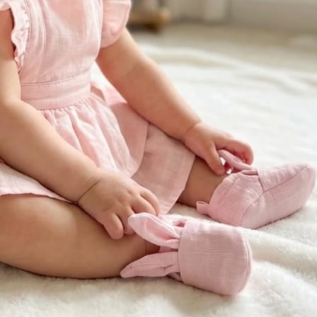 Unisex Bebek Tavşan Kulaklı Müslin Patik Boot