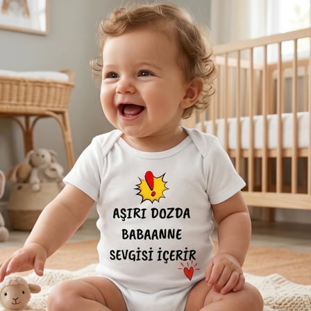 Babaannem Beni Çok Seviyor Temalı Bebek Body Zıbın%100 Pamuk Eğlenceli Yazılı Hediye Bebek Zıbın (0-3 Ay)